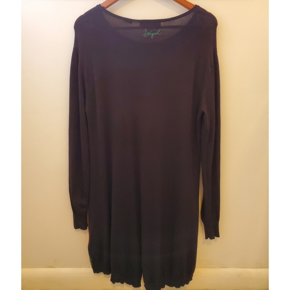 Desigual Black Tunic / Dress Floral Sequins Large - Picture 5 of 14